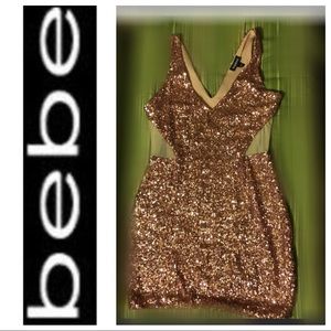 Pink Sexy Sparkle BeBe Dress with sheer sides